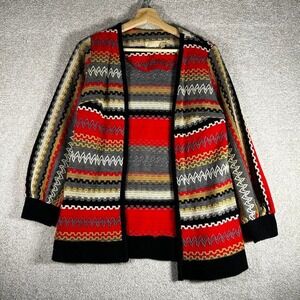 Vintage women's 3d knit multicolor Coogi style cardigan knit sweater